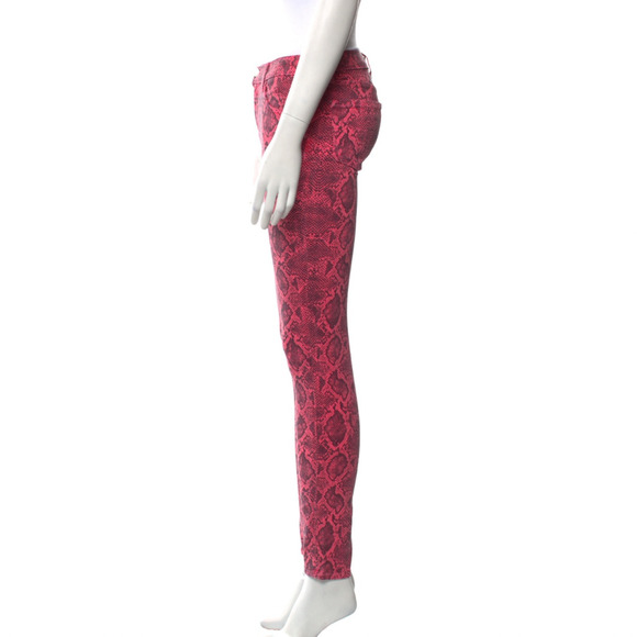 J Brand Jean Women 26 Neon Pink Boa Photo Ready Mid Rise Skinny Animal Print NEW - Picture 8 of 16